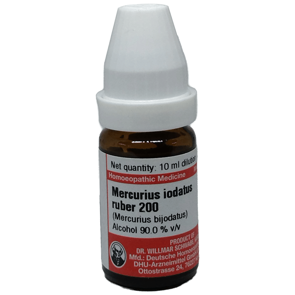 Dr Willmar Schwabe Germany Mercurius Iodatus Ruber (Mercurius Bijodatus) Dilution 200 bottle of 10 ml Dilution