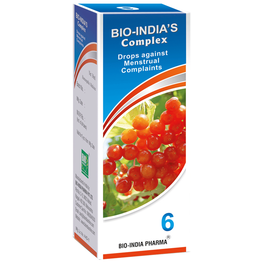 Bio India Complex 6 Menstrual Complaints Drop bottle of 30 ml Drop Bio India Complex 6 Menstrual Complaints Drop bottle of 30 ml Drop