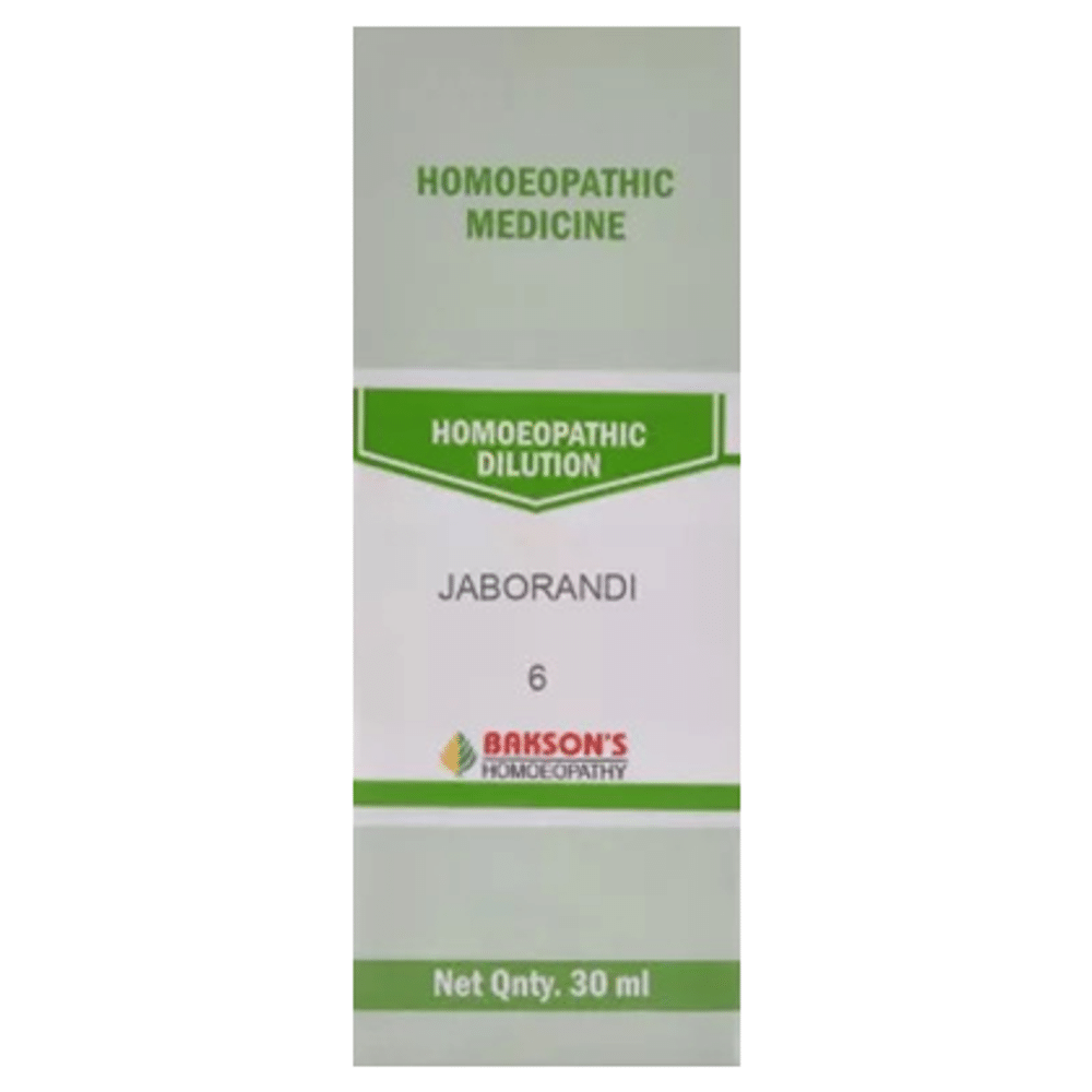 Bakson's Homeopathy Jaborandi Dilution 6 CH bottle of 30 ml Dilution