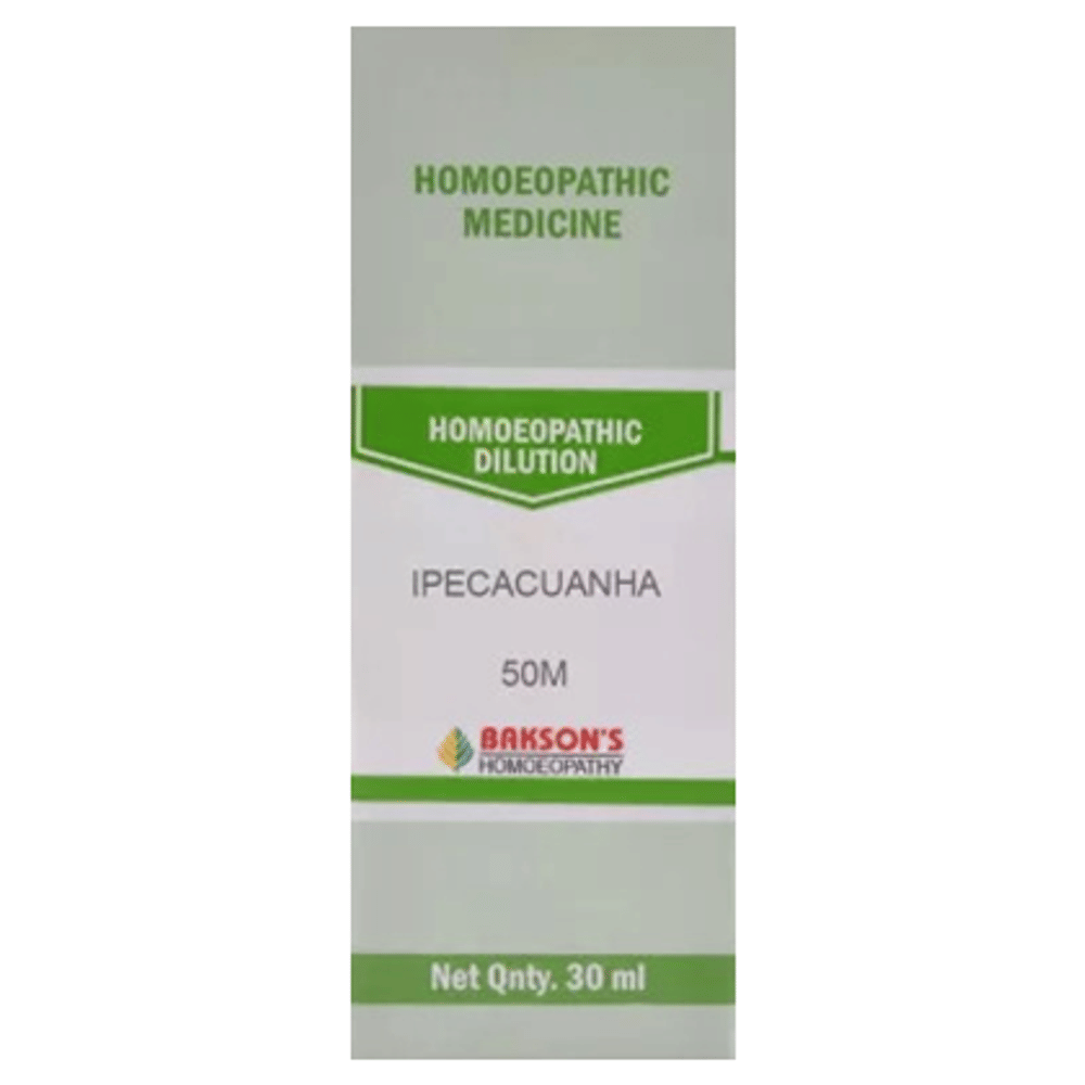 Bakson's Homeopathy Ipecacuanha Dilution 50M bottle of 30 ml Dilution