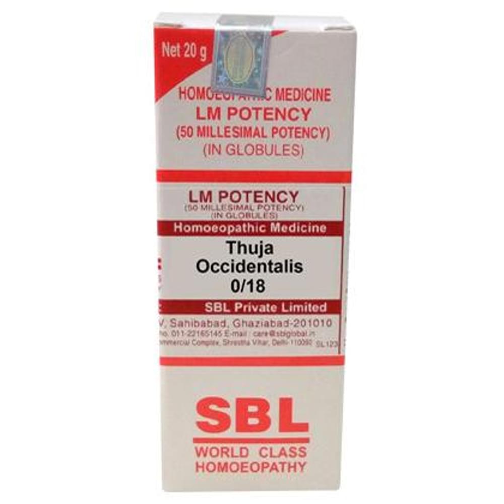 SBL Thuja Occidentalis 0/18 LM bottle of 20 gm Globules SBL Thuja Occidentalis 0/18 LM bottle of 20 gm Globules