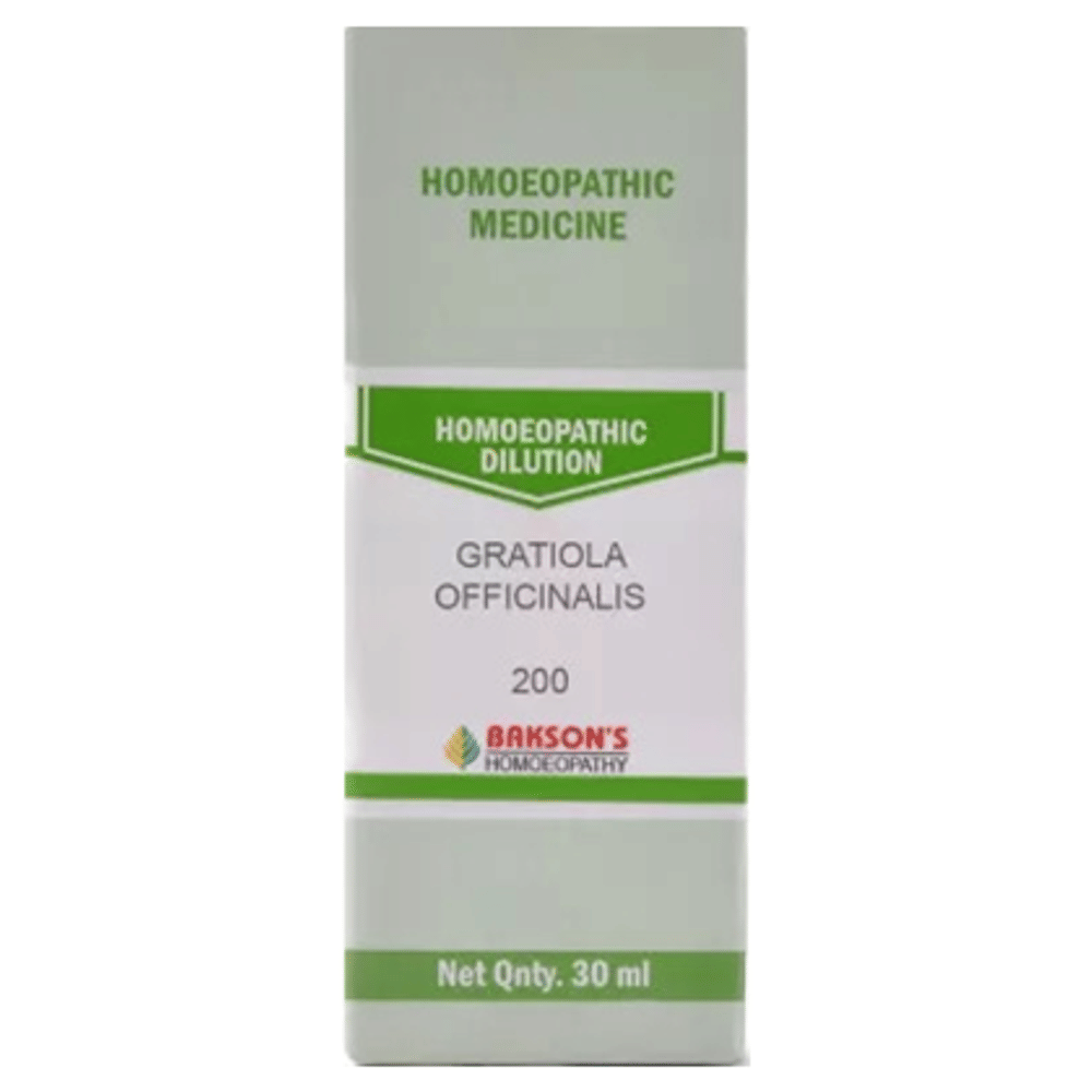 Bakson's Homeopathy Gratiola Officinalis Dilution 200 bottle of 30 ml Dilution