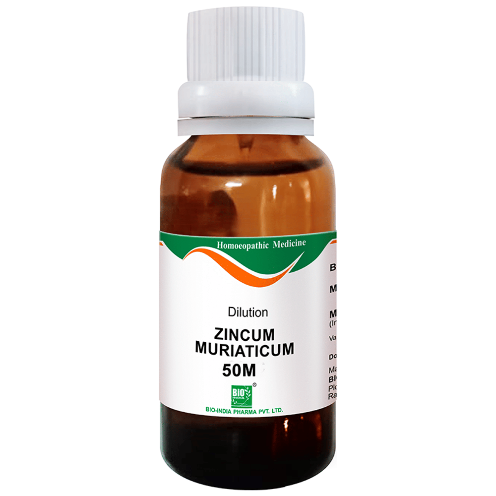 Bio India Zincum Muriaticum Dilution 50M CH bottle of 30 ml Dilution