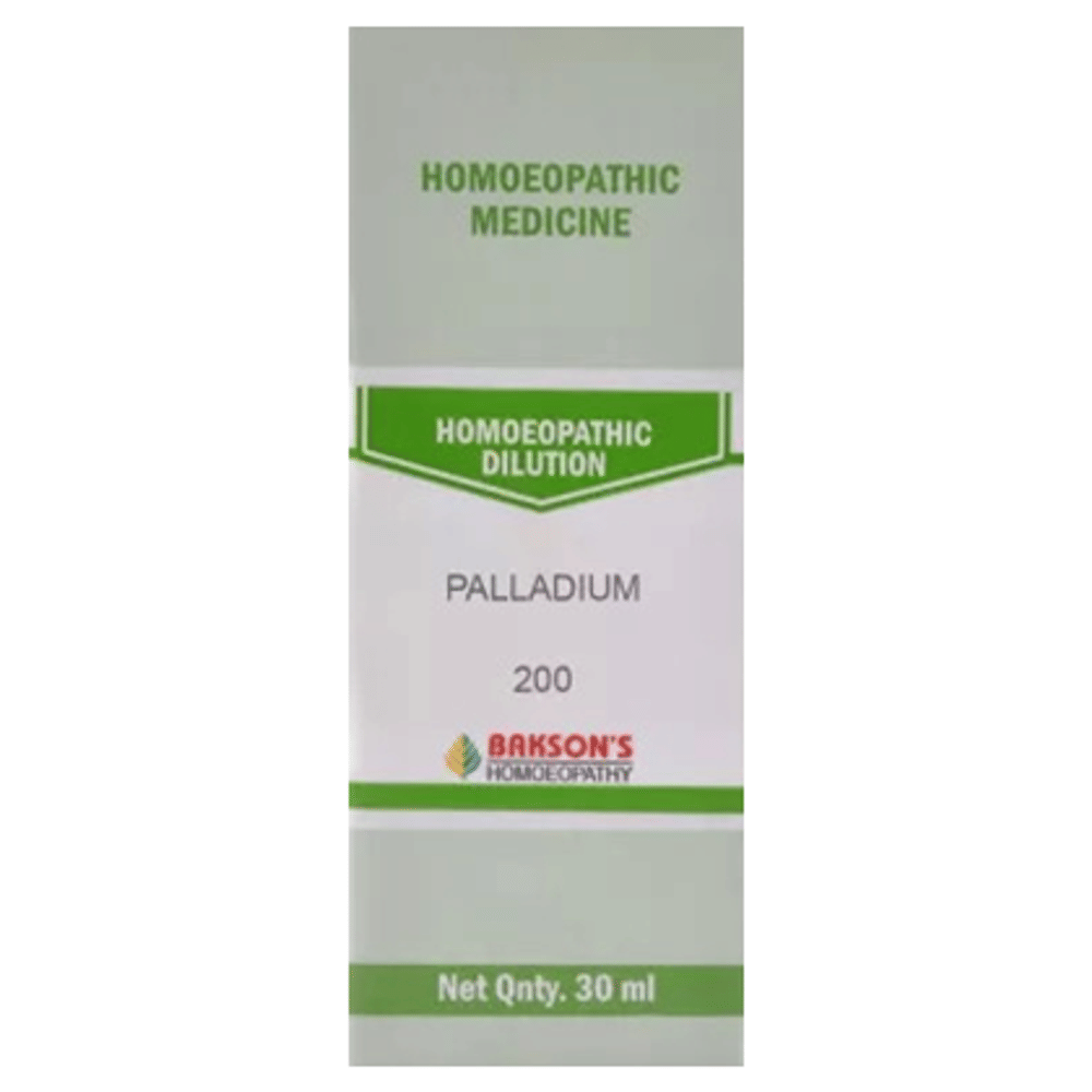 Bakson's Homeopathy Palladium Dilution 200 bottle of 30 ml Dilution