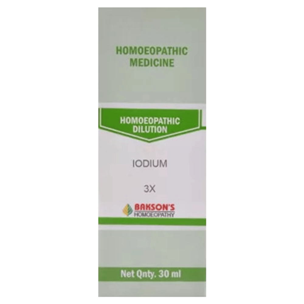 Bakson's Homeopathy Iodium Dilution 3X bottle of 30 ml Dilution