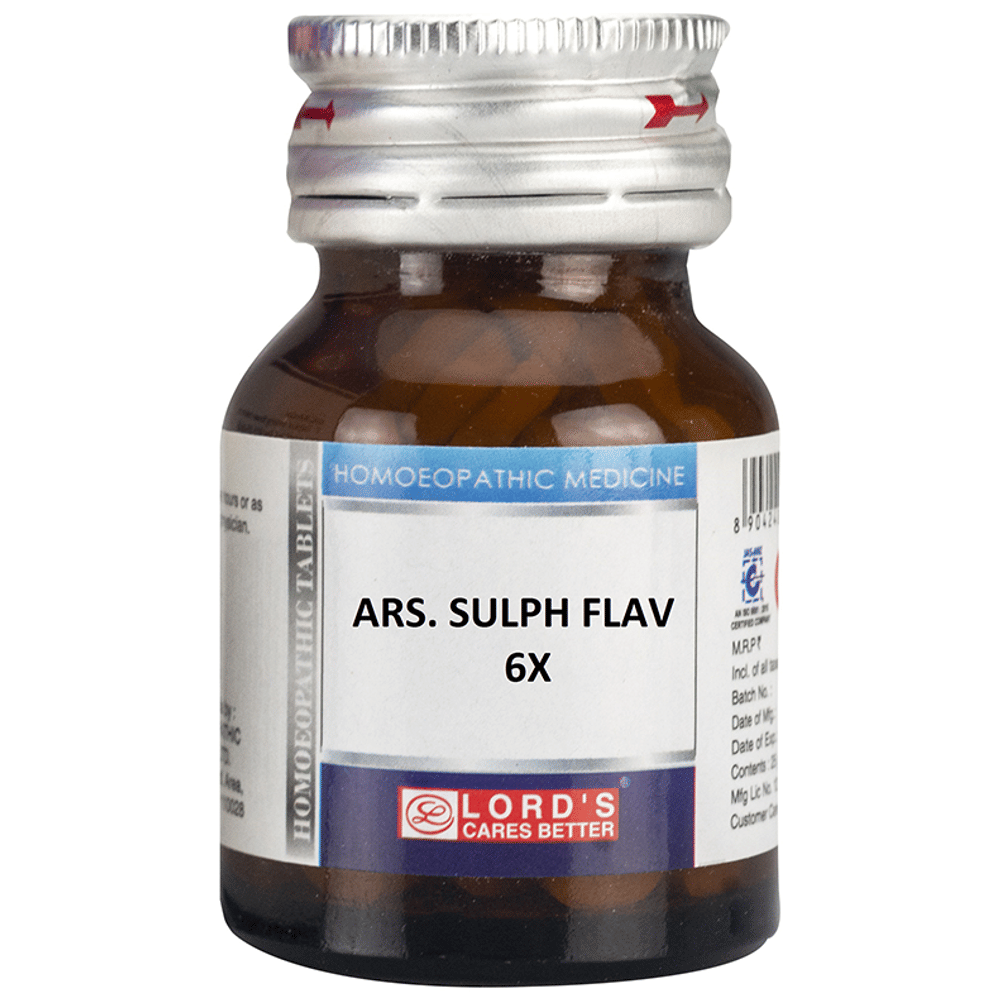 Lord's Ars Sulph Flav Trituration Tablet 6X bottle of 25 gm Trituration Tablet Lord's Ars Sulph Flav Trituration Tablet 6X bottle of 25 gm Trituration Tablet