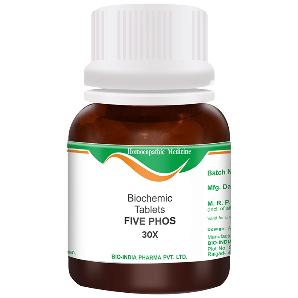 Bio India Five Phos Biochemic Tablet 30X bottle of 25 gm Biochemic Tablet Bio India Five Phos Biochemic Tablet 30X bottle of 25 gm Biochemic Tablet