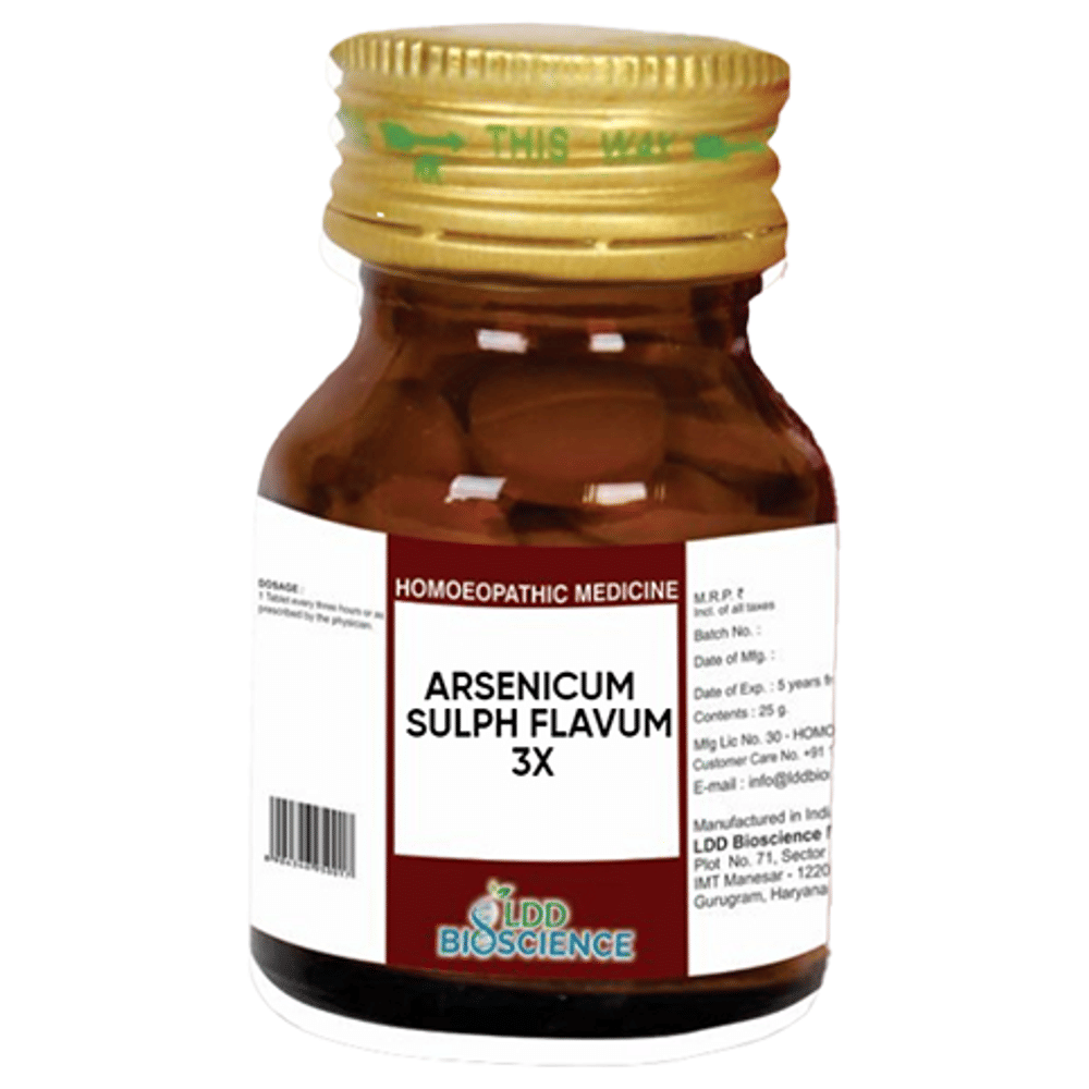 LDD Bioscience Arsenicum Sulph Flavum 3X bottle of 25 gm Tablet