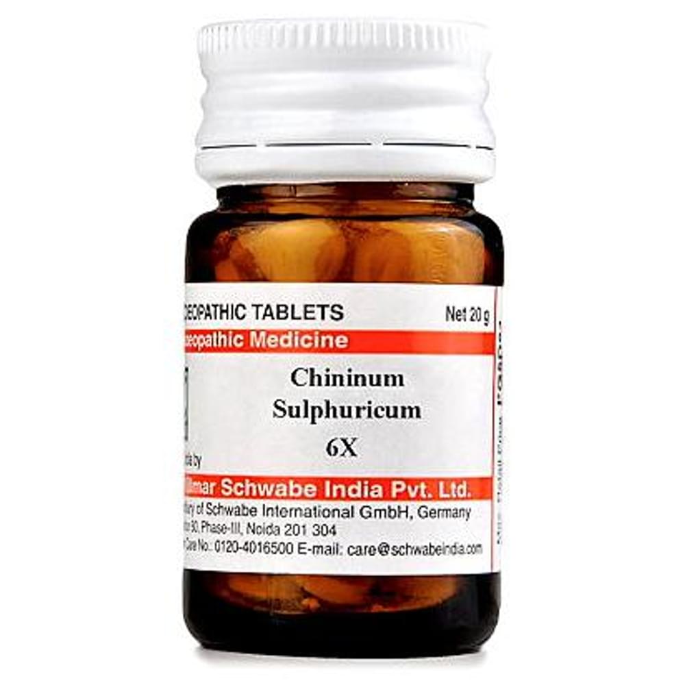 Dr Willmar Schwabe India Chininum Sulphuricum Trituration Tablet 6X bottle of 20 gm Trituration Tablet
