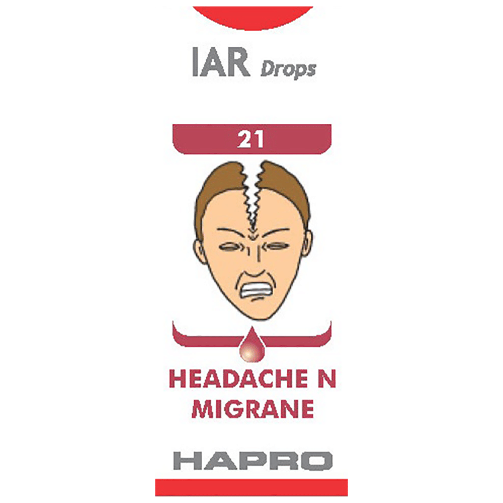 Hapro IAR Drop No. 21 (Headache N Migrane) bottle of 30 ml Drop