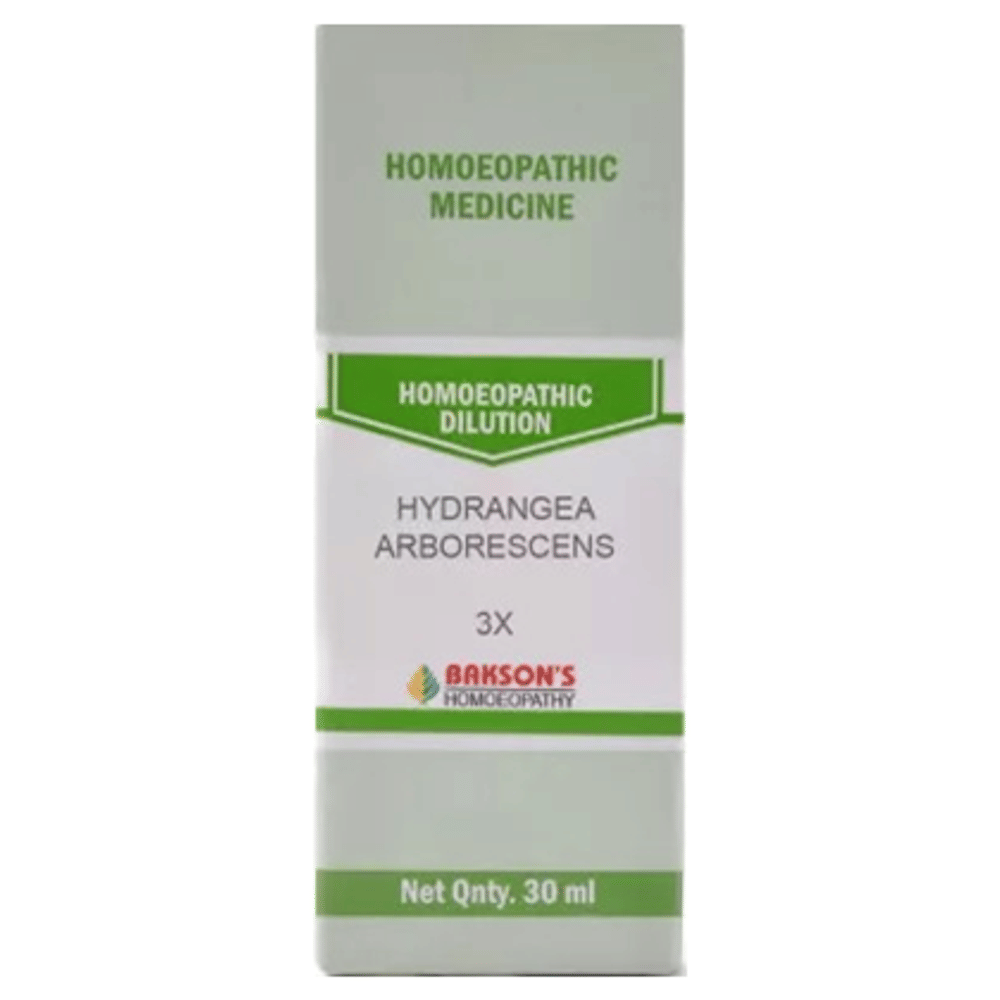 Bakson's Homeopathy Hydrangea Arborescens  Dilution 3X bottle of 30 ml Dilution
