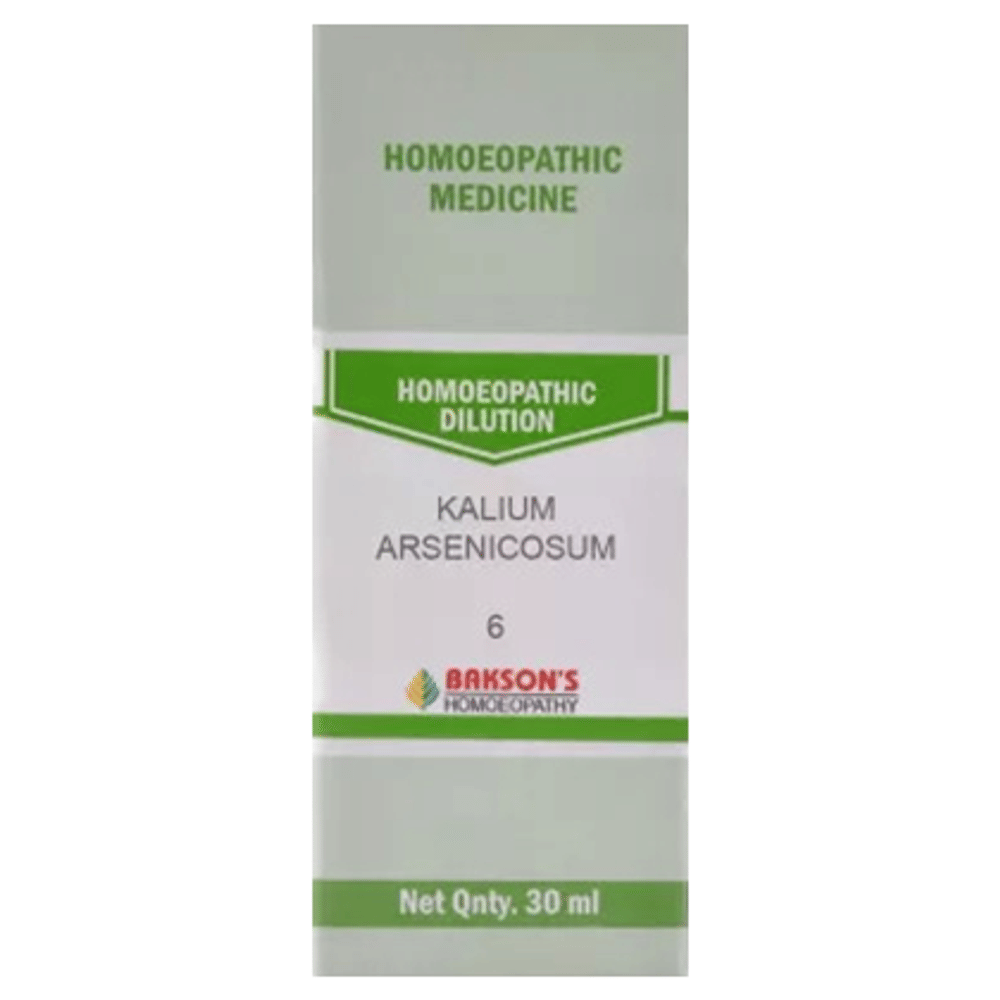 Bakson's Homeopathy Kalium Arsenicosum Dilution 6 CH bottle of 30 ml Dilution Bakson's Homeopathy Kalium Arsenicosum Dilution 6 CH bottle of 30 ml Dilution