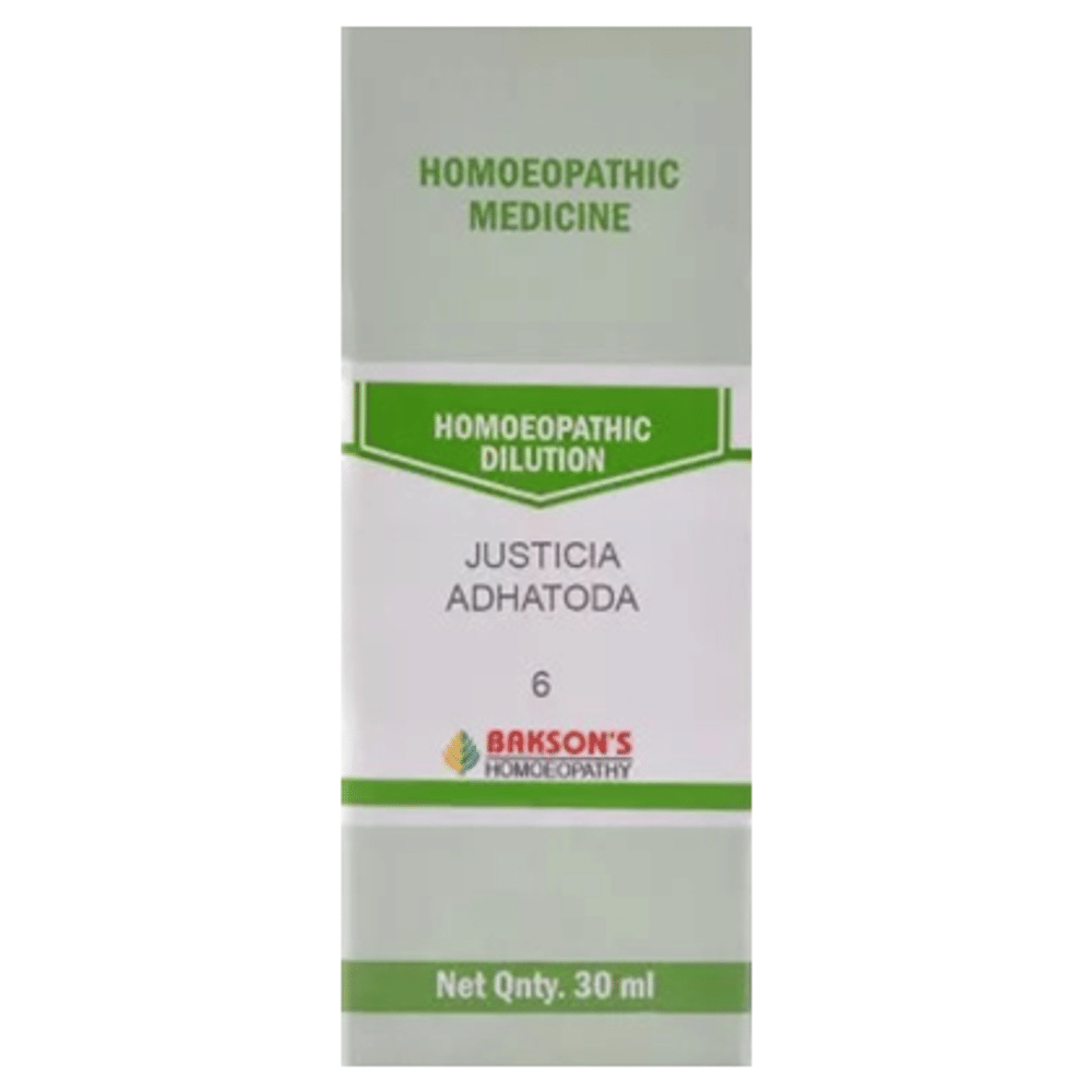 Bakson's Homeopathy Justicia Adhatoda Dilution 6 CH bottle of 30 ml Dilution