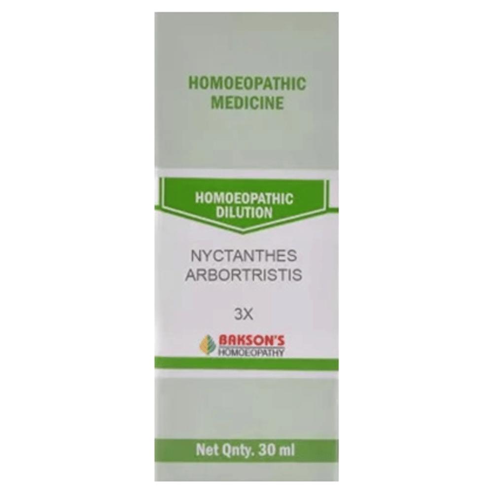 Bakson's Homeopathy Nyctanthes Arbortristis Dilution 3X bottle of 30 ml Dilution Bakson's Homeopathy Nyctanthes Arbortristis Dilution 3X bottle of 30 ml Dilution