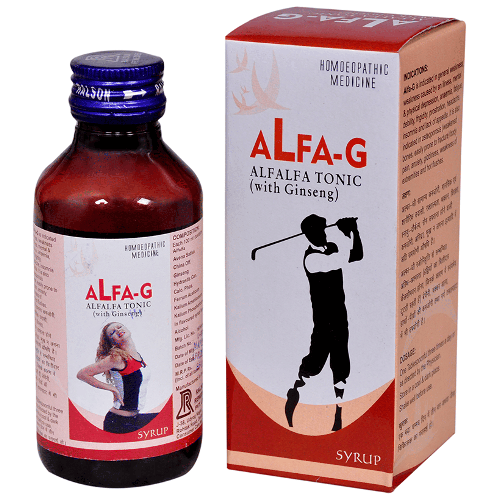 Ralson Remedies Alfa-G Alfalfa Tonic With Ginseng bottle of 450 ml Tonic Ralson Remedies Alfa-G Alfalfa Tonic With Ginseng bottle of 450 ml Tonic