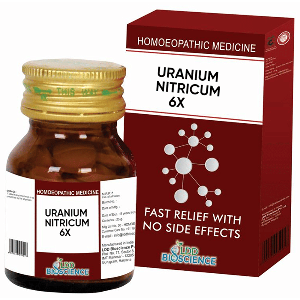 LDD Bioscience Uranium Nitricum 6X bottle of 25 gm Tablet