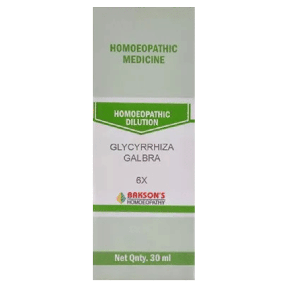 Bakson's Homeopathy Glycyrrhiza Galbra Dilution 6X bottle of 30 ml Dilution
