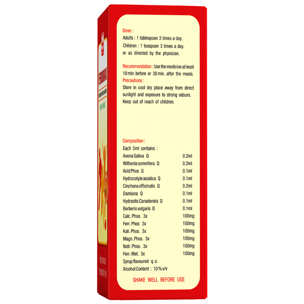 Homeopaths Ferrumax Iron Tonic Orange bottle of 100 ml Tonic