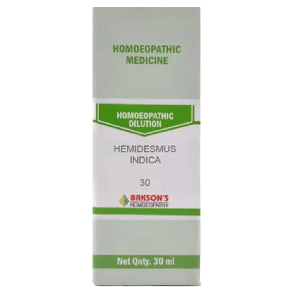 Bakson's Homeopathy Hemidesmus Indica  Dilution 30 bottle of 30 ml Dilution
