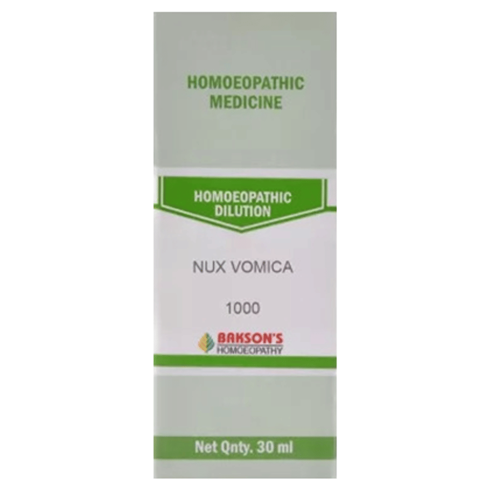 Bakson's Homeopathy Nux Vomica Dilution 1000 CH bottle of 30 ml Dilution