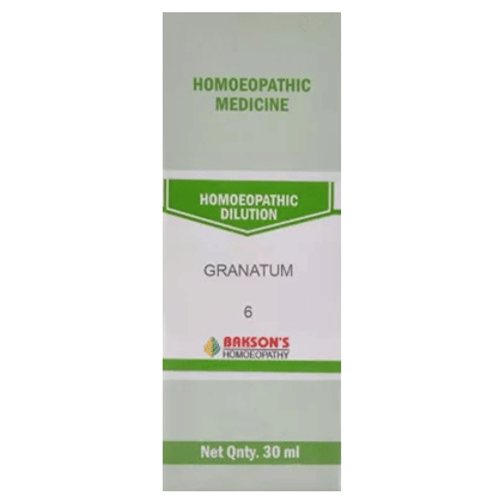 Bakson's Homeopathy Granatum Dilution 6 CH bottle of 30 ml Dilution