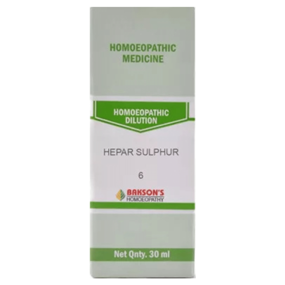 Bakson's Homeopathy Hepar Sulphur Dilution 6 CH bottle of 30 ml Dilution