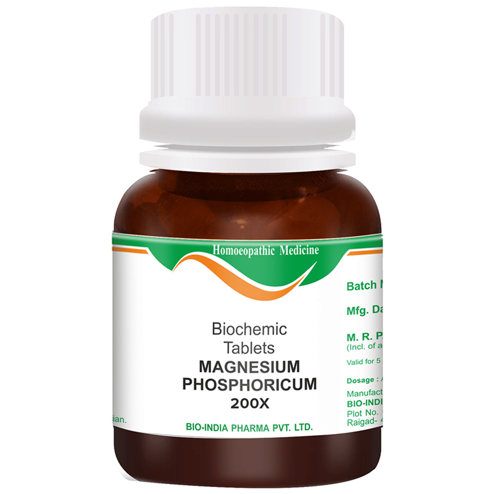 Bio India Magnesium Phosphoricum Biochemic Tablet 200X bottle of 25 gm Biochemic Tablet