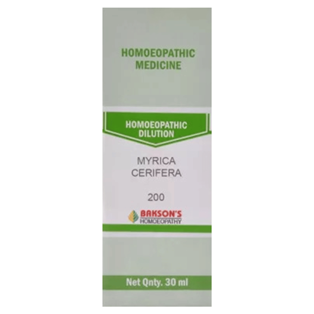 Bakson's Homeopathy Myrica Cerifera Dilution 200 bottle of 30 ml Dilution Bakson's Homeopathy Myrica Cerifera Dilution 200 bottle of 30 ml Dilution