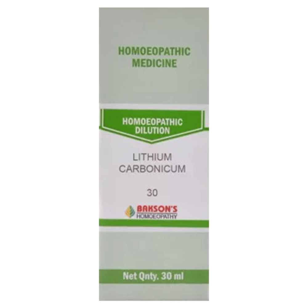 Bakson's Homeopathy Lithium Carbonicum Dilution 30 bottle of 30 ml Dilution