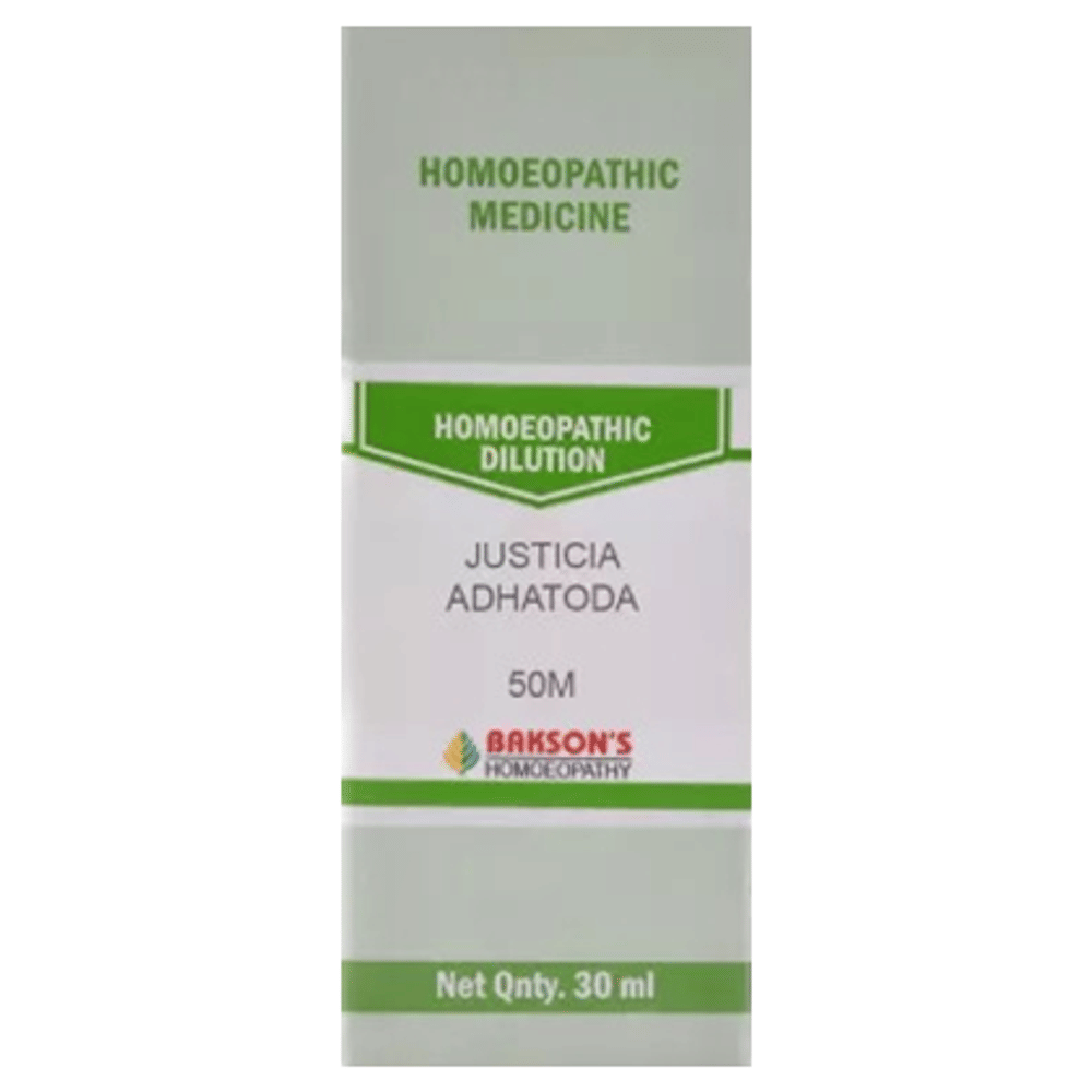 Bakson's Homeopathy Justicia Adhatoda Dilution 50M bottle of 30 ml Dilution