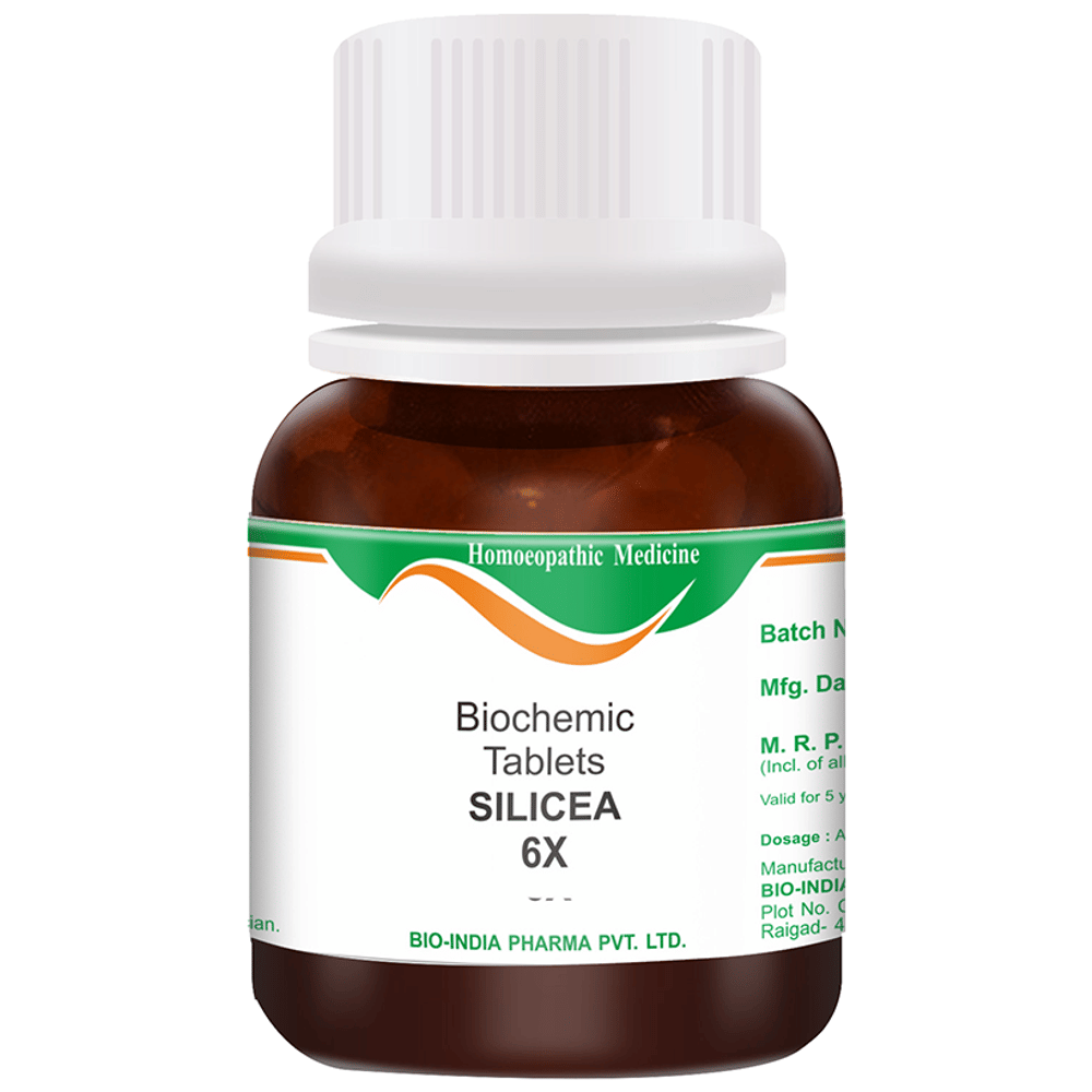 Bio India Silicea Biochemic Tablet 6X bottle of 25 gm Biochemic Tablet