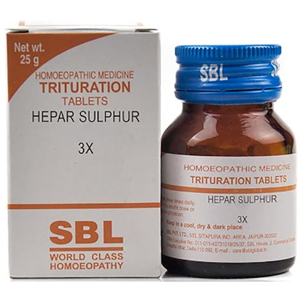 SBL Hepar Sulphur Trituration Tablet 3X bottle of 25 gm Trituration Tablet