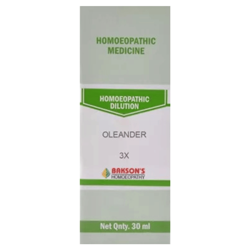 Bakson's Homeopathy Oleander Dilution 3X bottle of 30 ml Dilution