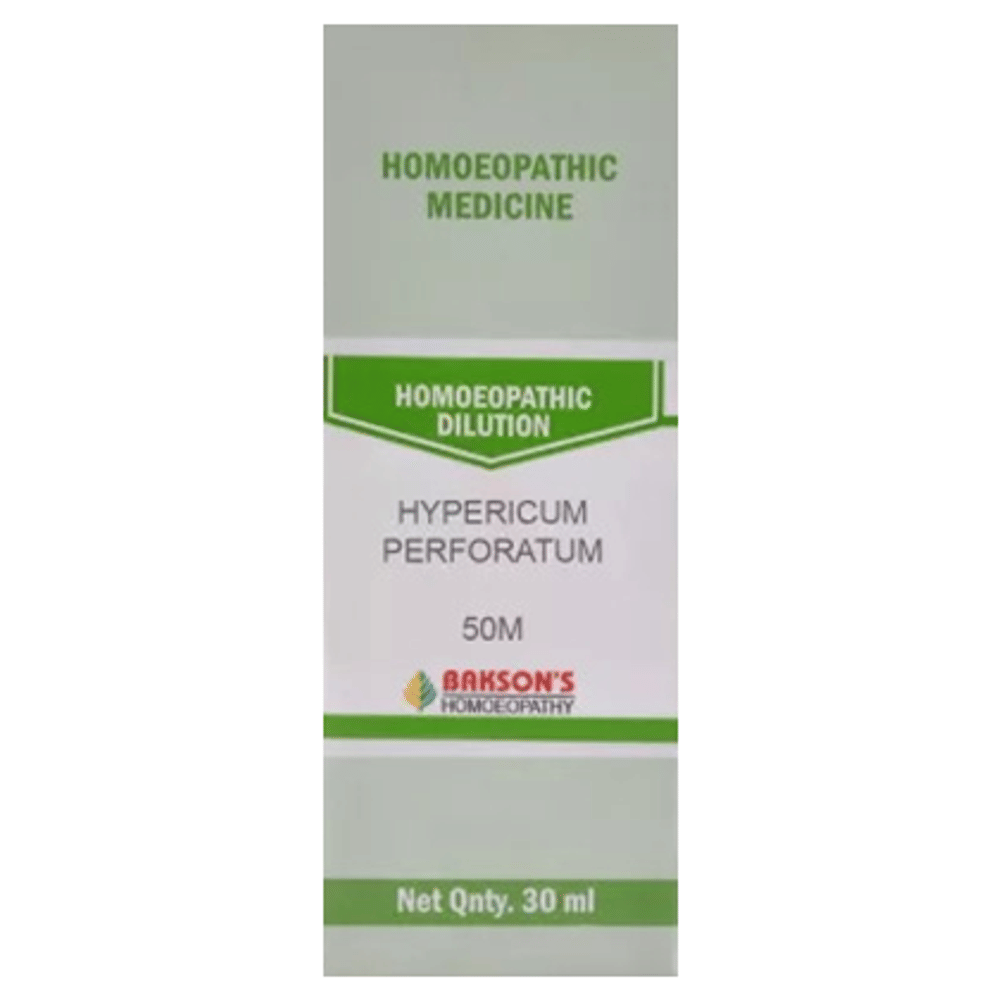 Bakson's Homeopathy Hypericum Perforatum Dilution 50M bottle of 30 ml Dilution