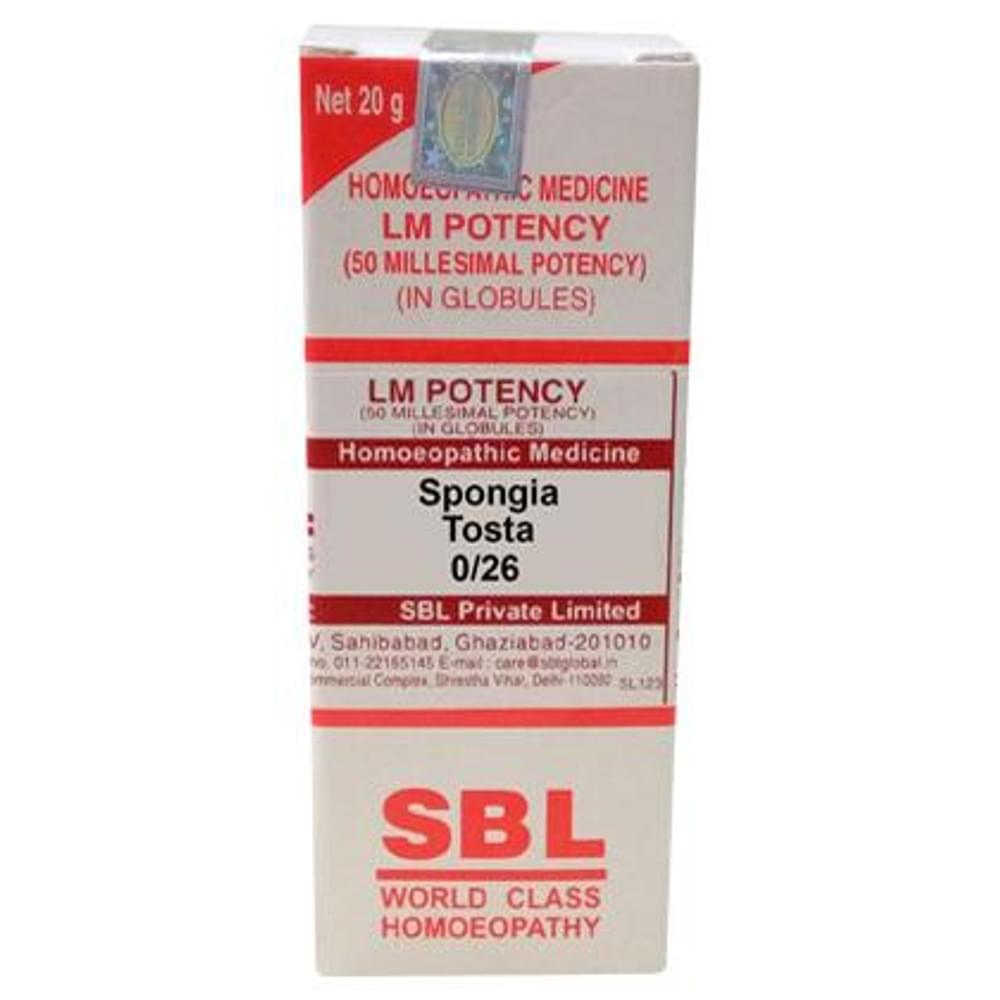 SBL Spongia Tosta 0/26 LM bottle of 20 gm Globules