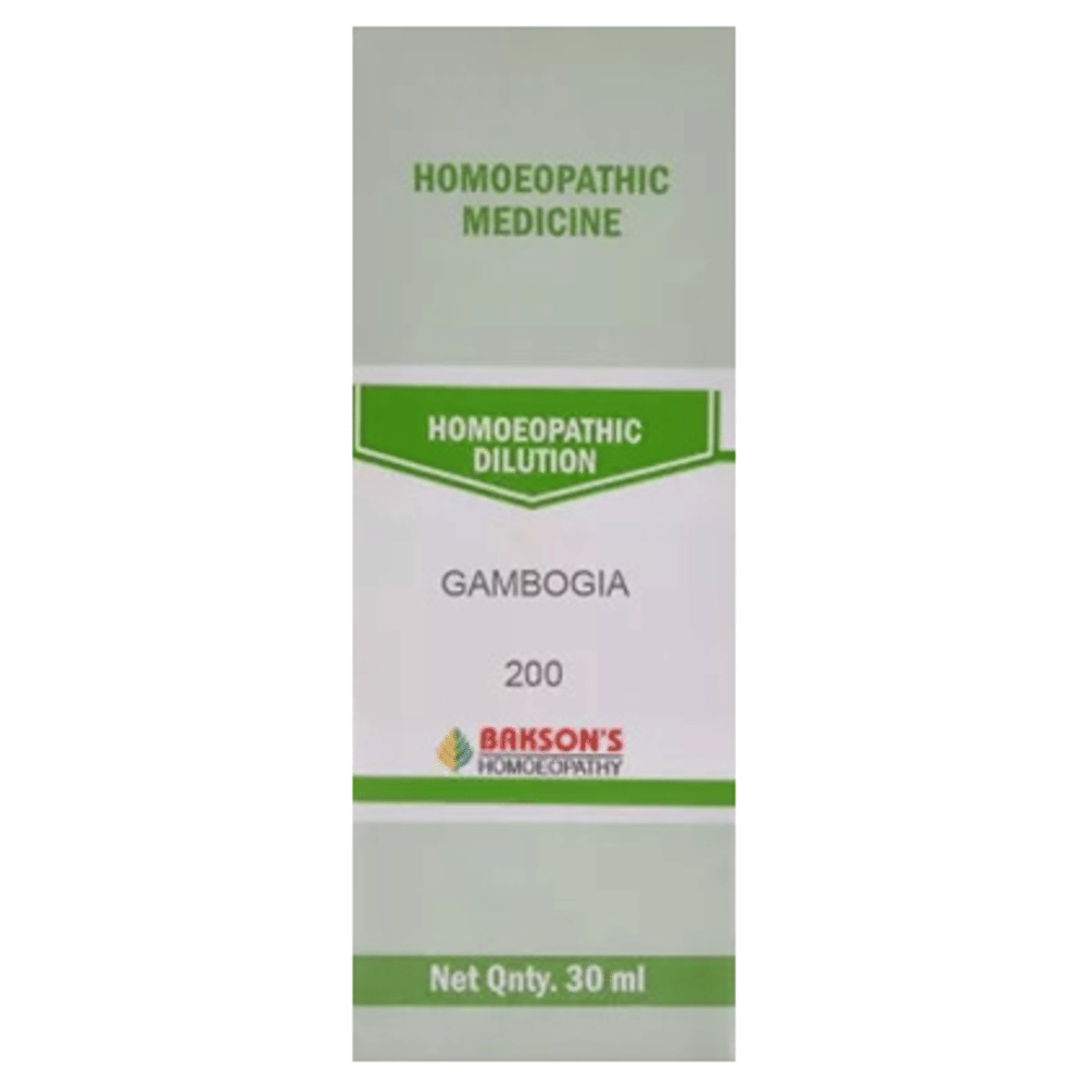 Bakson's Homeopathy Gambogia Dilution 200 bottle of 30 ml Dilution