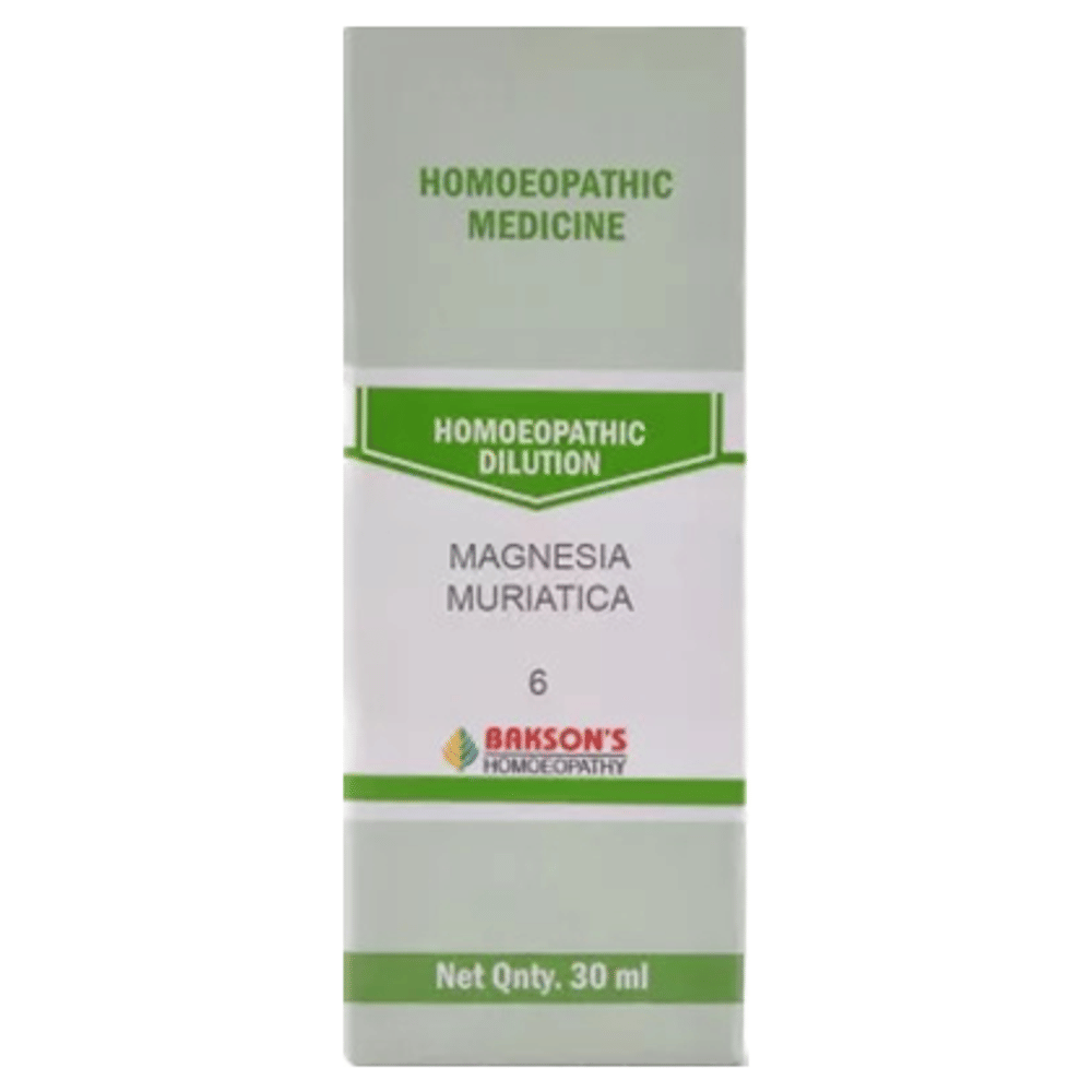 Bakson's Homeopathy Magnesia Muriatica Dilution 6 CH bottle of 30 ml Dilution