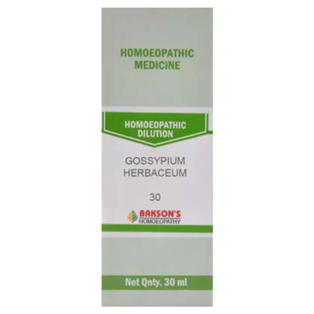 Bakson's Homeopathy Gossypium Herbaceum Dilution 30 bottle of 30 ml Dilution