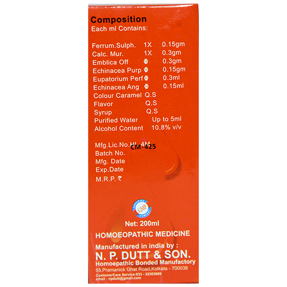 N.P. Dutt & Son Ferocal Syrup bottle of 200 ml Syrup N.P. Dutt & Son Ferocal Syrup bottle of 200 ml Syrup
