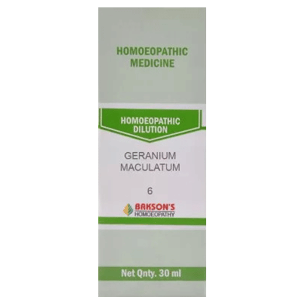 Bakson's Homeopathy Geranium Maculatum Dilution 6 CH bottle of 30 ml Dilution