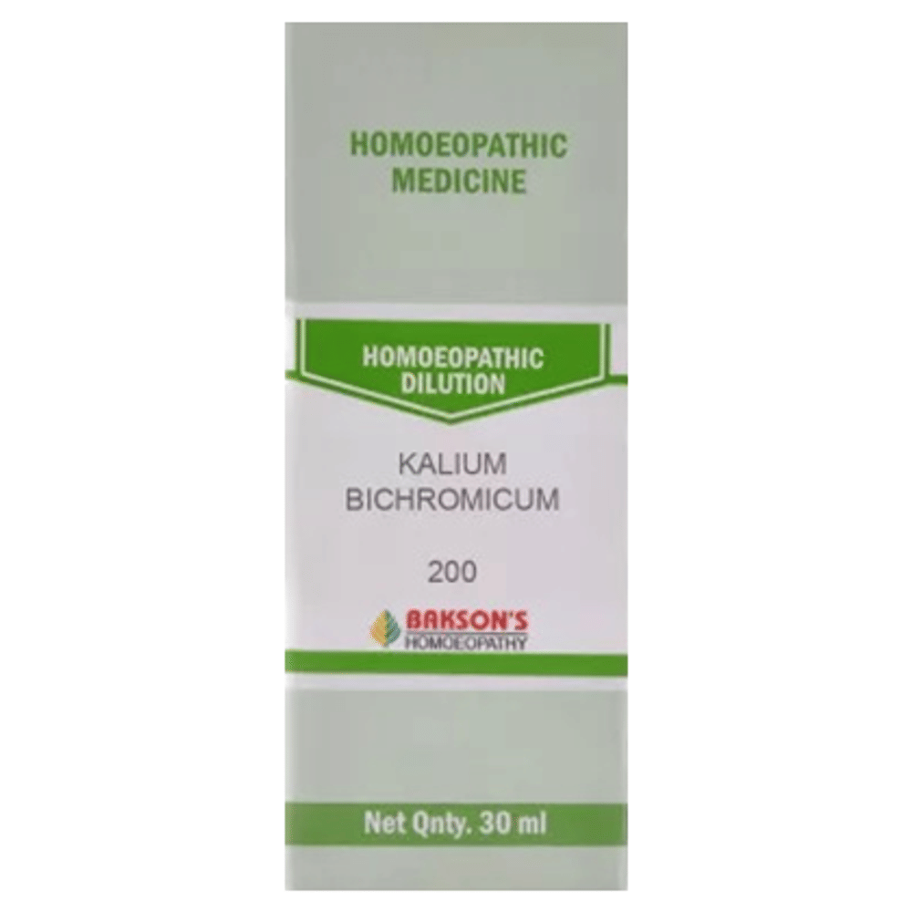 Bakson's Homeopathy Kalium Bichromicum Dilution 200 bottle of 30 ml Dilution