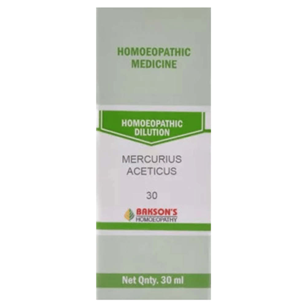Bakson's Homeopathy  Mercurius Aceticus Dilution 30 bottle of 30 ml Dilution