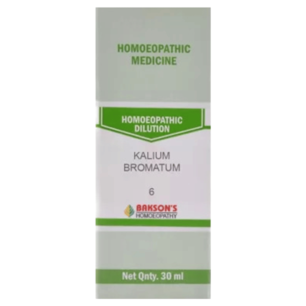 Bakson's Homeopathy Kalium Bromatum Dilution 6 CH bottle of 30 ml Dilution Bakson's Homeopathy Kalium Bromatum Dilution 6 CH bottle of 30 ml Dilution