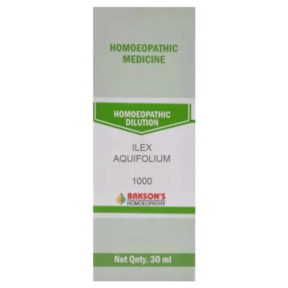 Bakson's Homeopathy Ilex Aquifolium Dilution 1000 CH bottle of 30 ml Dilution