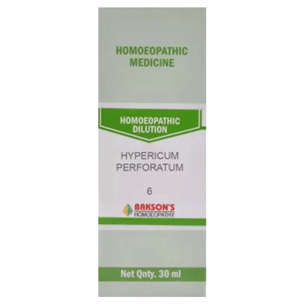 Bakson's Homeopathy Hypericum Perforatum Dilution 6 CH bottle of 30 ml Dilution