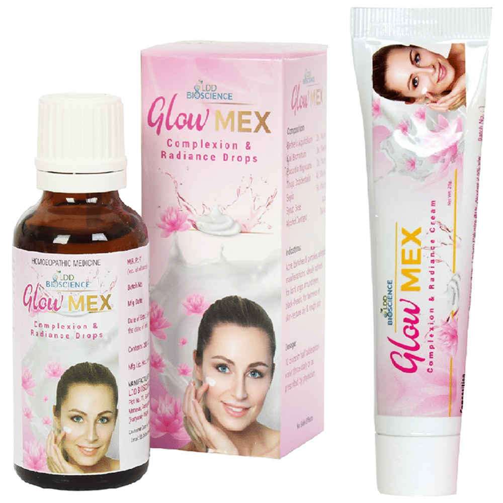 LDD Bioscience Combo Pack of Glow Mex Complexion & Radiance Drop 30ml and Glow Mex Complexion & Radiance Cream 25gm combo pack of 2 Packs