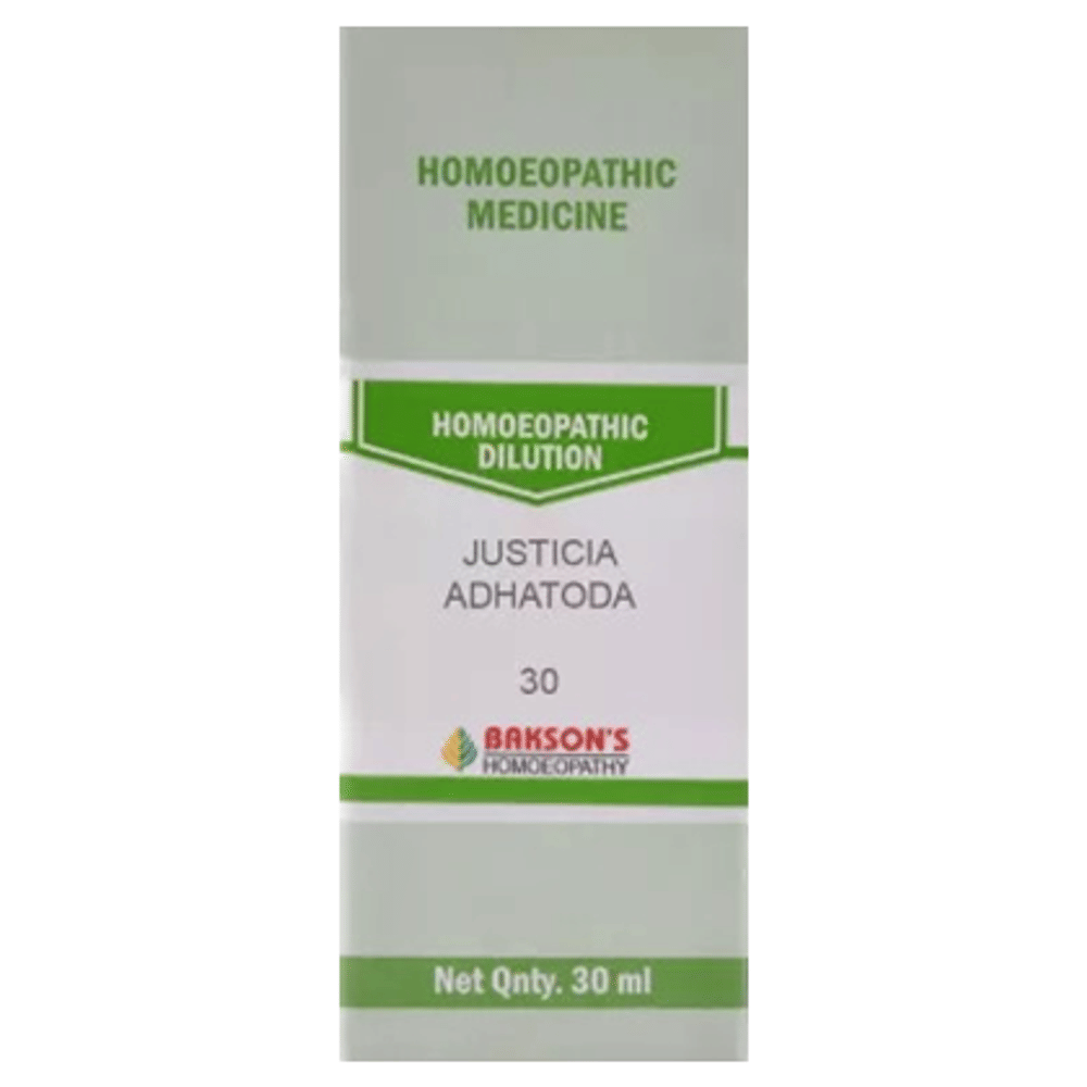 Bakson's Homeopathy Dilution Justicia Adhatoda 30 bottle of 30 ml Dilution