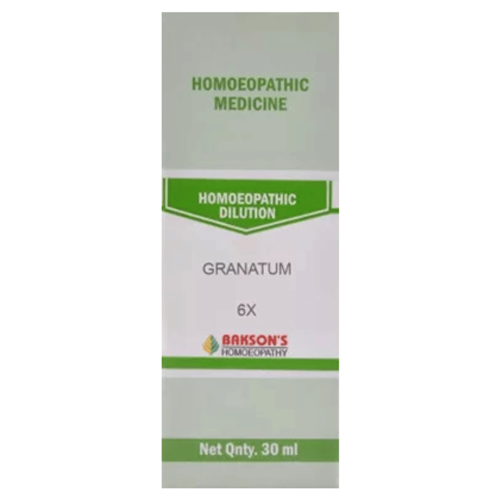 Bakson's Homeopathy Granatum Dilution 6X bottle of 30 ml Dilution