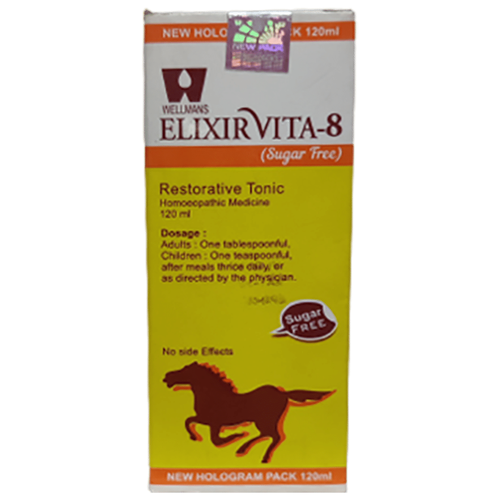 Dr. Wellmans Elixirvita 8 Restorative Tonic Sugar Free bottle of 120 ml Tonic