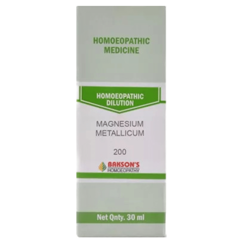 Bakson's Homeopathy Magnesium Metallicum Dilution 200 bottle of 30 ml Dilution